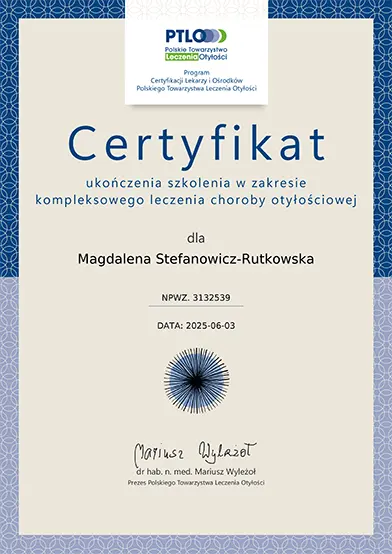 certyfikat leczenia otyłości